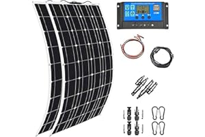 NAIQIALUO Kit Panneau Solaire 400W 600W 800W 1200W,Panneaux Solaires Souple,Solaires Monocrystalline Haute Efficacité ÉTanche,Avec ContrôLeur 40A,Pour Maison,Caravane,Bateau,2X400W