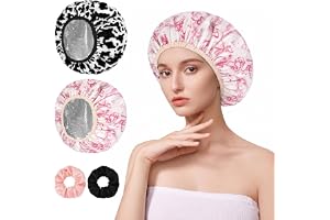 AOGOE 2 stycken uppvärmd huvudbonad, självvärmande mössa med 2 scrunchies | Vårdmössor i aluminium med dubbla lager, uppvärmd hårvårdsmössa för spa frisörsalong