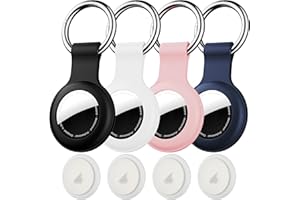 4 Pack IPX8 Waterproof AirTag Keychain，with Soft Silicone Holder Case Key Ring，Lightweight, Anti-Scratch, Easy Installation, Full-Body Shockproof Air Tag Holder for Luggage,Keys, Dog Collar etc.