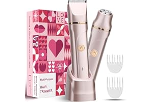 RAXMETRY Facial Hair Remover for Women, 2-in-1 Electric Shaver Women, Intimate Shaver for Women, Rechargeable with USB Charging Station, Women's Trimmer for Bikini Zone Armpits, IPX7 Waterproof