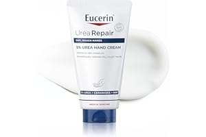 Eucerin Urea Repair Crema Mani Rigenerante 5% 75 ml, Crema mani riparatrice e idratante 48h, Formula con Urea al 5% e Ceramidi per un sollievo immediato della pelle secca e screpolata