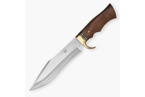 Hobby Hut HH-340 Coltello da Caccia con Fodero, 34,29 cm Coltello Bushcraft in Acciaio 420C, Coltello a Lama Fissa, Manico in Legno di Noce Progettato per la Caccia e Il Campeggio