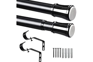Zindoo Tringle Rideau Barre Rideau Tringle Rideau Extensible 81-230 cm Acier Inoxydable avec Support × 2 Deux Méthodes D'installation pour Salle de Bain Chambre Placard Fenêtres Portes (Noir)