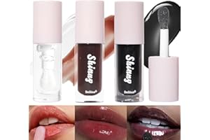 ‎LUCKNEST LuckNest Translucent Black Lip Gloss, Clear/Black Cherry/Black Sugar Lip Oil, Plumping Hydrating Mirror Highlight Lip Gloss Moisturizing Long Lasting & Non-Sticky - Vegan Makeup