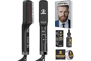 Lisseur Barbe Hommes, 3 en 1 Brosse Lisseur a Barbe avec crème à barbe et huile à barbe, Lisseur Barbe Cheveux Pour Coiffer Une Barbe Longue Et Courts