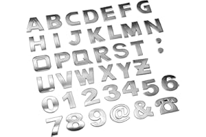 MBAIYO 43Pcs Car Emblem Letters Sticker, 3D Chrome Number Symbol Badge Car Tailgate Letters Self Adhesive Emblems for Cars Trucks Motorcycles