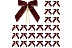MORSUNBELA Schleifen Weihnachten Rot Deko Hochzeit Samt Geschenkschleife Weinrot Geschenk Schleife Vintage Weihnachtsschleifen für Geburtstag,Kommunion,Heimdekoration,Weihnachtsbaum,25 Stück