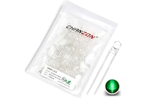 Chanzon 100pcs 3mm Clignotant Vert LED Diode Lumières 1.5Hz Clignotant (Clignotant Rond Transparent DC 3V 20mA) Lumineux Ampoule Lampes Composants Électroniques Indicateur Diodes Émettrices De Lumière