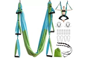 Caossuixin Aerial Yoga Hängematte Set, Aerial Yogatuch Yoga Schaukel Swing Anti-Schwerkraft Pilates, Yogatuch Zum Aufhängen Mit Montagezubehör und Tragetasche, bis 200 kg Belastbar