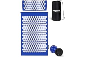 LifeGoods Tapis d'acupression avec coussin - Tapis de presse sans fil - Tapis d'acupression - Tapis d'acupression - Tapis d'acupression - Tapis de massage - Dos - Tapis à picots - Tapis Fakir - Tapis
