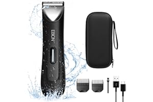EBION Body Hair Trimmer Men,Pubic Hair Trimmer IPX7 Waterproof,Ball Trimmer Men for Wet Dry,Groin & Body Shaver Groomer with LED Light,Men’s Ball Shaver with Ceramic Blade Head,USB-C Rechargeable