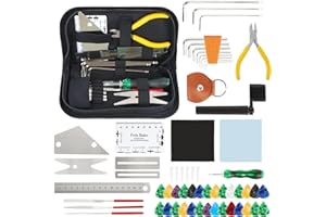 PopuLike 61Pcs Guitar Maintenance Kit with Picks, Guitar Accessories for Acoustic, Electric, Bass Guitars, Maintenance and Cleaning Kit Ideal Gift for Musicians
