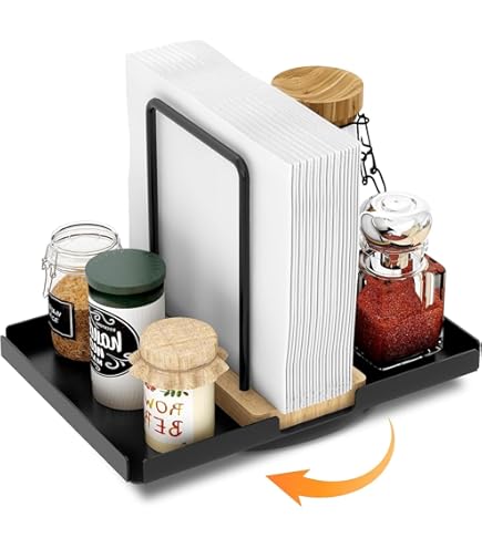 Yallmie Drehbarer Serviettenhalter 360° - Mit Ablage Für Gewürze