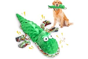 Lairle Dinosaur Plush Squeaky Toys - Soft Durable Dog Teething Chew Toys for Small, Medium & Large Dogs