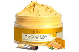 POP MODERN.C Masque d'argile au curcuma et à la vitamine C, masque nettoyant en profondeur pour le visage, améliore les points noirs, l'acné, les taches brunes unifie le teint, contrôle le sébum affine les pores