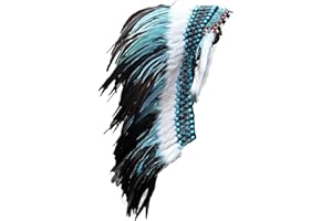 KARMABCN Sombrero Indio Mediano Penacho Tocado de Plumas