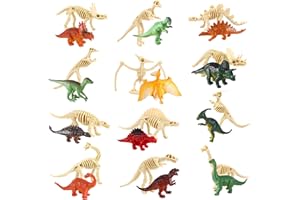 Dereine Dinosauri Giocattolo, 24 Pezzi Mini Dinosauri Giocattoli, Scheletro di Dinosauro, Bambini Ragazzi Ragazze Regali Compleanno