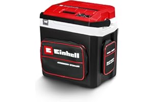 Einhell Glacière portable sans fil TE-COL 18/27 Li-Solo Power X-Change (18 V, 27 l, refroidit et maintient au chaud, mode hybride 12 V pour la voiture et 230 V sur secteur, avec poches, sans batterie)