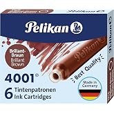 Pelikan Kartuş Serisi TP6X Dolma Kalem Kartuşu Kahverengi | Pelikan Standart M&uuml;rekkep Kartuşları 4001 M&uuml;rekkep Parlak Kahvere