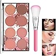 COOSA Blush Palette, Makeup 8 Color Contour and Highlight Blush Palette Matte Blush Powder Bright Shimmer Face Cosmetics Blusher Light Face Blush Palette with Blush Brush