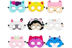 Sdjuifsd 12 Pezzi Maschere di Compleanno, Maschera di Animali per Bambini, Maschera a Tema, Maschere in Feltro, Forniture per Compleanni, Ragazzi e Ragazze, Festa Cosplay, Halloween, Carnevale