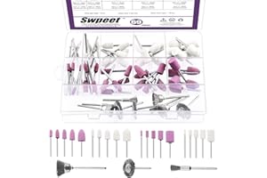 Swpeet 69Pcs 1/8" Shank Grinding Stone Set, 2 geformte und 5 Größen von Sanding Drill Bit für Rotary Tool Flap Wheel und Wolle Filz montiert Mandrel Set, 3 Arten Carbon Steel Wire Wheel Brush