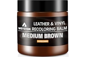 WEYSTOM Leather Recoloring Balm - Medium Brown Leather Repair Kit for Furniture, Leather Dye, Recolor, Renew, Repair & Restore Aged, Faded, Cracked, Peeling and Scuffed Leather