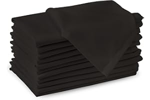 Encasa Homes Cloth Napkins 43x43 cm, 12 Pack Charcoal Grey Dinner Napkins Washable and Reusable, Durable Cotton Napkins - Perfect for Weddings, Parties, Holiday, Family Dinners and Everyday Use