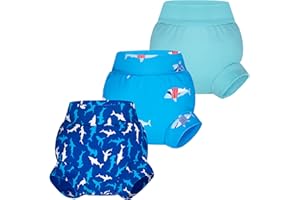 BIG ELEPHANT Baby Swim Diapers 3pcs, Reusable Adjustable Washable Waterproof Swimming Diaper for Boy's and Girl's, 12-24 Months