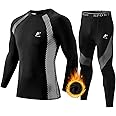 MeetHoo Thermal Underwear Set for Men Long Johns Base Layer Winter Ski Hunting Cold Gear Warm Top Bottom, Large Black, Dark Black, Large
