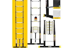 CRAFTFULL 𝐂𝐑𝐀𝐅𝐓𝐅𝐔𝐋𝐋 Aluminium Teleskopleiter | 𝟑 𝐉𝐀𝐇𝐑𝐄 𝐆𝐀𝐑𝐀𝐍𝐓𝐈𝐄 - Trittleiter - Leiter ausziehbar - Stehleiter - Ausziehleiter - Alu Anlegeleiter (4.4 Meter Black Edition)