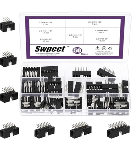 Oiyagai Pack Of 50 10-Pin IDC Box Header - 2.54mm Pitch JTAG Male Female Header For Ribbon Cable, IDC Connector For DIY Electronics & Industrial Projects