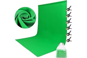Oinvs Green Screen 1.8×2.8m,Green photography backdrop,Thicken Foldable Green Screen Cloth Photo Backdrop with 6 Piece Clips and Bag for Photo Studio Video Shooting, Live Streaming, Parties…