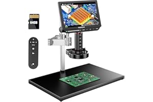 TOMLOV TM4K-AF Max 10.1" HDMI Autofocus Digital Microscope 2000X, 4K IPS Spin Arm Soldering Scopes for Adults, 52MP Magnifier Camera for Coins & Soldering, with Ring Light, PC/TV Compatible, 64GB