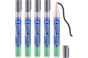 VOKMON 5 penne per fughe grigie per fughe, impermeabili, con punta di ricambio, colore grigio scuro, per ripristinare le piastrelle, per il pavimento, il bagno e la cucina