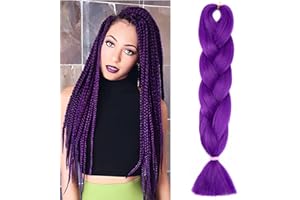 Benehair Braids Extensions Jumbo Kunsthaar zum Einflechten Box Braids Haarverlängerung Zopf Haare zum Einflechten Lila Haar Braids Extension für Damen Mädchen Lila 60cm