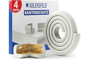 ‎ADLERSFELD Adlersfeld® 17124 Kantenschutz Baby / 4 Meter, 8 Eckenschoner, Cremeweiß (Kantenschutz Kinder Selbstklebend Tischkantenschutz Ecken- & Kantenschutz Eckschutz Tisch) Für alle Materialien und Möbel