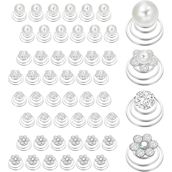 60 Stück Spiral-Haarnadeln Mit Strass - Perfekt Für Hochzeit & Braut