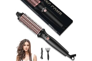 UKLISS Thermal Brush 32MM, Hot Brush 3 en 1 Hot Comb, Cepillo térmico 160-200 ℃, Cepillo redondo Brushing Styler para hebillas, volumen, doble tensión térmica cepillo para estilo corto largo
