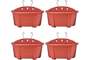 ORIMERC Paquete de 4 macetas Colgantes de Pared de plástico de Estilo Retro de 25 cm, macetas Colgantes para Plantas, Flores, cestas de plástico para balcón, Valla, jardín, al Aire Libre, Interior