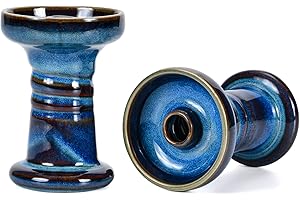 Cazoleta Cachimba Phunnel Cabeza Shisha - Kitosun Mars Hookah Bowl Tazón de barro acristalado con borde compatible con Provost, bueno para todo tipo de sabros de Shisha 12-15g (Denim)