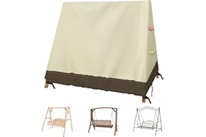 WIDESMILE Outdoor Hammock Garden Swing Cover A Frame 420D Waterproof Patio Porch Swing Chair Covers UV Resistant Weather Protector Patio Furniture (Begie, 182x139x170cm)