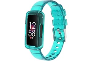 ISABAKE TPU Watch Strap for Fitbit Luxe/Inspire HR/Inspire 2/Ace 2/Ace 3, Transparent Full Protective Replacement Wristbands for Women Kids