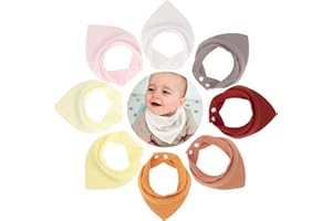 DRESHOW 8 Pack de Bavoirs pour Bébé Bandana Bavoir Super Absorbant pour Unisexe Garçons Filles 100% Coton pour la Dentition et le Bavement