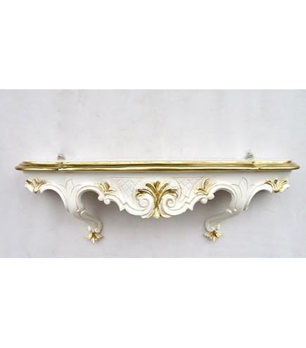 Console Murale Baroque Avec Ange - Couleur Or, Dimensions 48x48x12 Cm - Style Antique Vintage