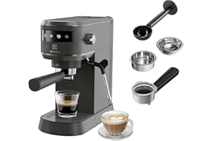 Electrolux Machine à expresso à cappuccino Explore 6 E6EC1-6BST, la Technologie Thermo Block, Filtre 2 en 1 ou insert pour dosettes ESE, égouttoir amovible, Mousseur à lait, Noire