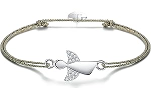 F.ZENI Damen Armband Schutzengel 925 Sterling Silber Armbänder Glücksbringer für Frauen und Mädchen 24cm Einstellbare Handarbeit Geflochtenes