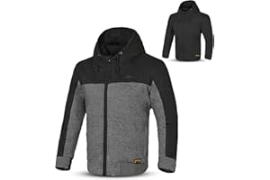 MAXIMO-MOTO Protective Grey Black Motorcycle Hoodie Armoured – Urban Casual Motor Bike Jacket for Men– Fleece Armoured Black Hoodie Jacket