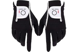 FINGER TEN Guantes de Golf para Hombre, 2 Unidades, con Agarre de Lluvia húmeda, Color Negro y Gris, Talla S, M, XL
