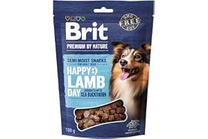 Brit Premium av Nature Dog halvfuktiga snacks med lamm & havtorn, hundgodis för matsmältning och immunförsvar 180 g